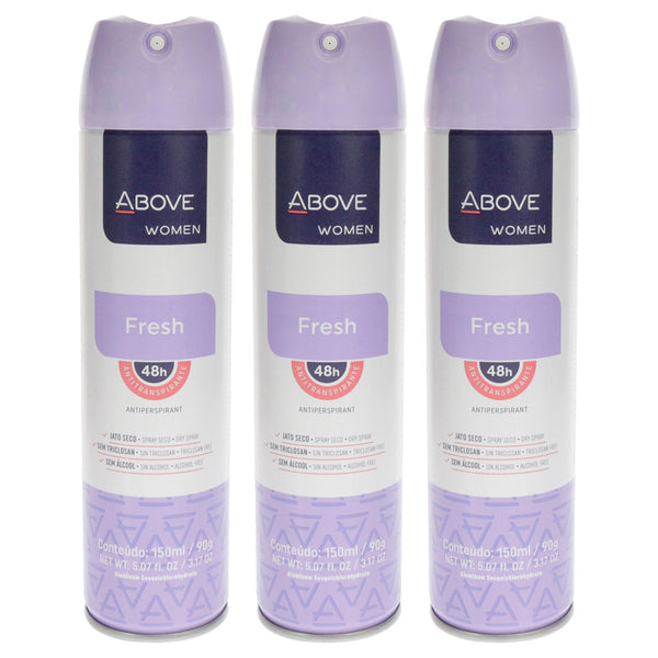 Above 48 Hours Antiperspirant Deodorant - Fresh by Above for Women - 3.17 oz Deodorant Spray - Pack of 3