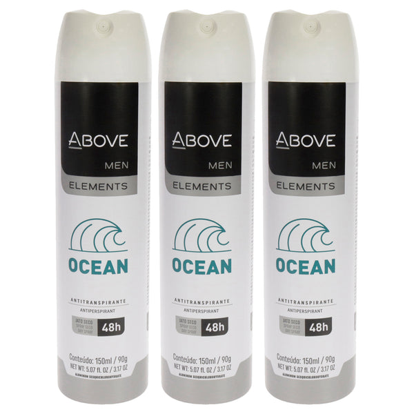 Above 48 Hours Element Antiperspirant Deodorant - Ocean by Above for Men - 3.17 oz Deodorant Spray - Pack of 3