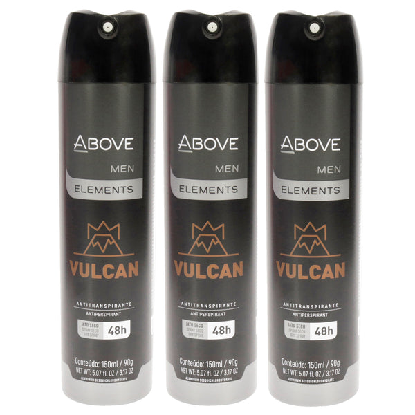 Above 48 Hours Element Antiperspirant Deodorant - Vulcan by Above for Men - 3.17 oz Deodorant Spray - Pack of 3