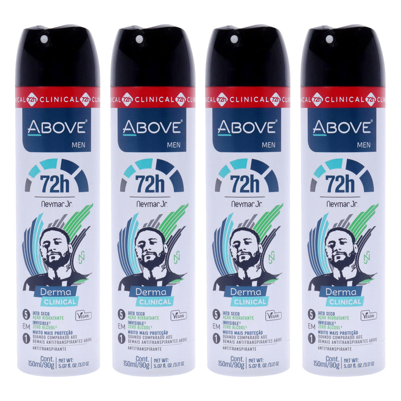 Above 72 Hours Derma Clinical Antiperspirant Deodorant - Neymar Jr by Above for Men - 3.17 oz Deodorant Spray - Pack of 4