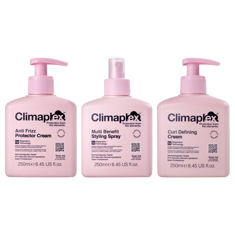 Climaplex Anti Frizz Protector Cream, Multi Benefit Styling Spray and Curl Defining Cream Kit by Climaplex for Unisex - 3 Pc Kit 8.45 oz Cream, 8.45 oz Spray, 8.45oz Cream