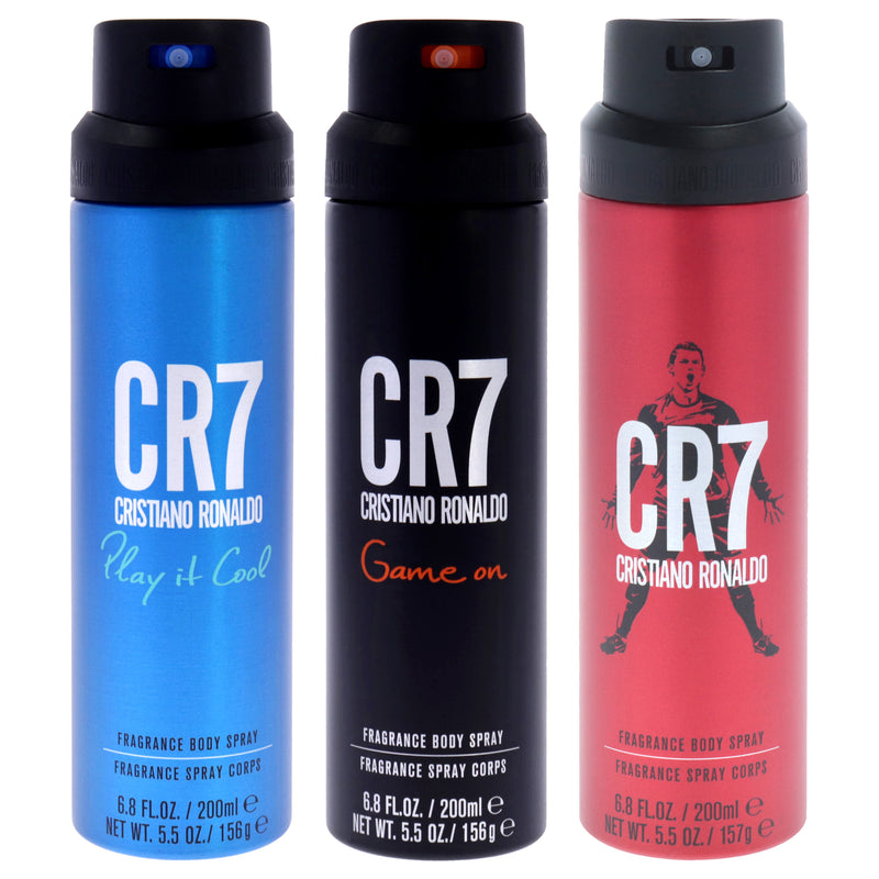 Cristiano Ronaldo CR7 Kit by Cristiano Ronaldo for Men - 3 Pc Kit 6.8oz CR7 Body Spray, 6.8oz CR7 Game On Body Spray, 6.8oz CR7 Play It Cool