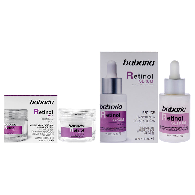 Retinol Face Kit by Babaria for Unisex - 2 Pc Kit 1oz Serum, 1.7 Rejuvenator Cream