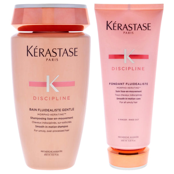 Kerastase Discipline Kit by by Kerastase for Unisex - 2 Pc Kit 8.5oz Discipline Bain Fluidealiste No Sulfates Smooth-in-Motion Shampoo, 6.8oz Discipline Fondant Fluidealiste Smooth-in-Motion Care