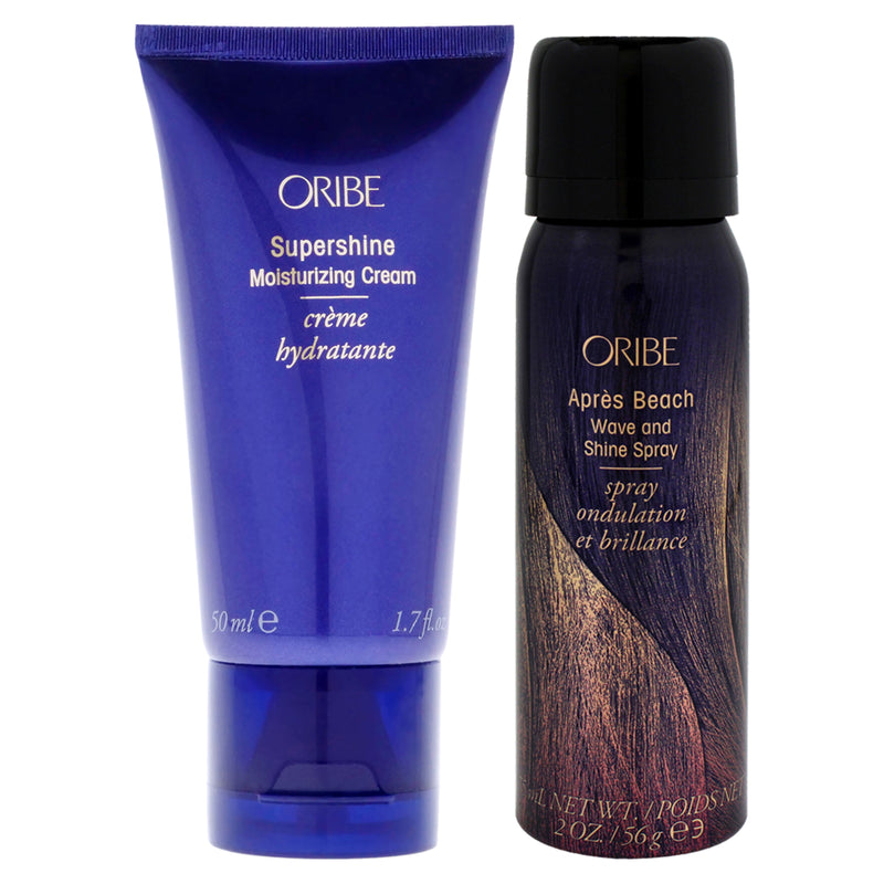 Oribe Supershine Moisturizing Cream and Apres Beach Wave And Shine Spray Kit by Oribe for Unisex - 2 Pc Kit 1.7oz Cream, 2.1oz Hair Spray