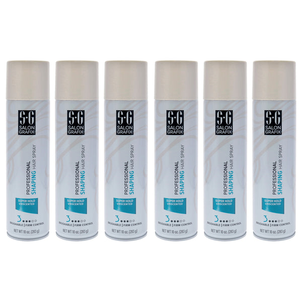 Salon Grafix Shaping Hair Spray - Super Hold Unscented by Salon Grafix for Unisex - 10 oz Hair Spray - Pack of 6