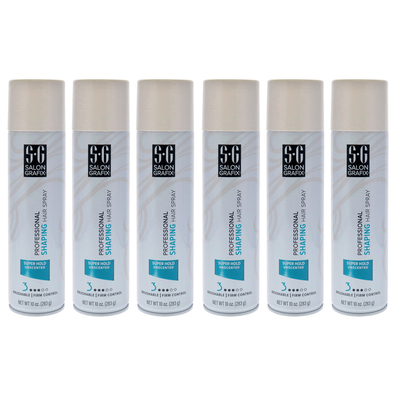 Salon Grafix Shaping Hair Spray - Super Hold Unscented by Salon Grafix for Unisex - 10 oz Hair Spray - Pack of 6