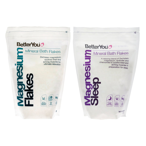 BetterYou BY Flakes Bundle Kit by BetterYou for Unisex - 2 Pc Kit 35.2oz Magnesium Flakes Bath Salt, 35.2oz Magnesium Sleep Bath Salt
