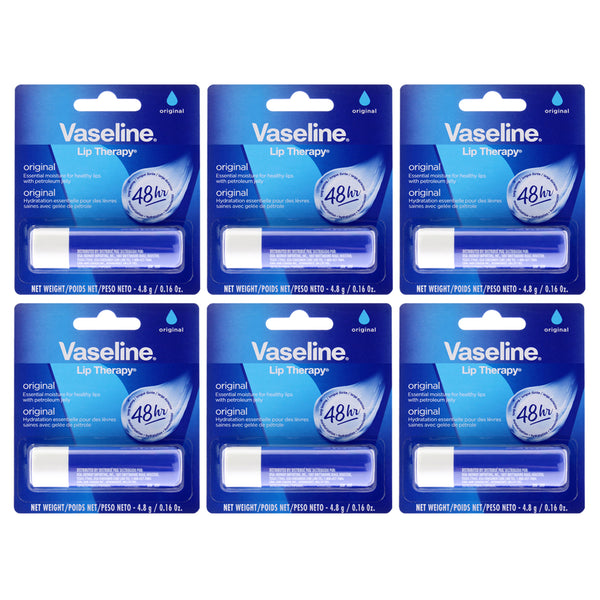 Vaseline Lip Therapy Original Petroleum Jelly by Vaseline for Women - 0.16 oz Lip Balm - Pack of 6
