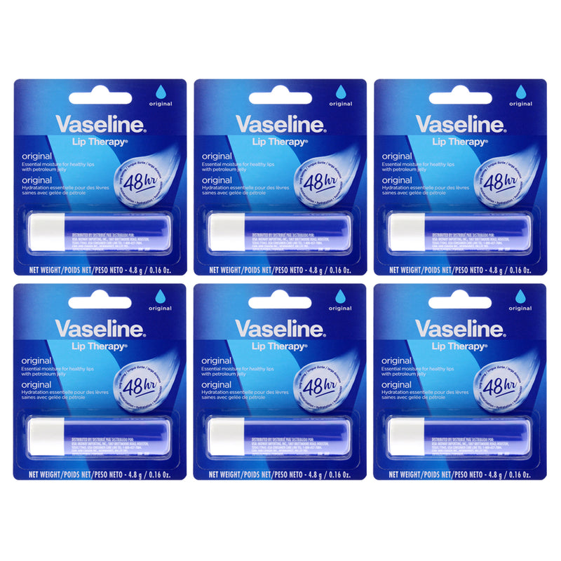 Vaseline Lip Therapy Original Petroleum Jelly by Vaseline for Women - 0.16 oz Lip Balm - Pack of 6