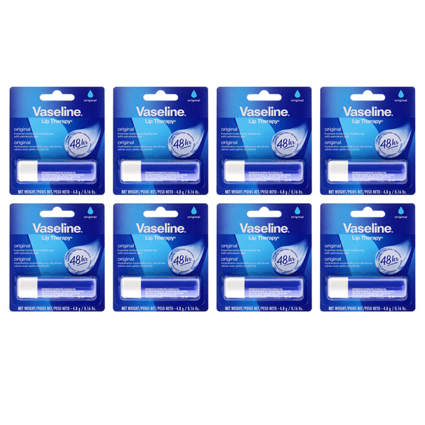Vaseline Lip Therapy Original Petroleum Jelly by Vaseline for Women - 0.16 oz Lip Balm - Pack of 8