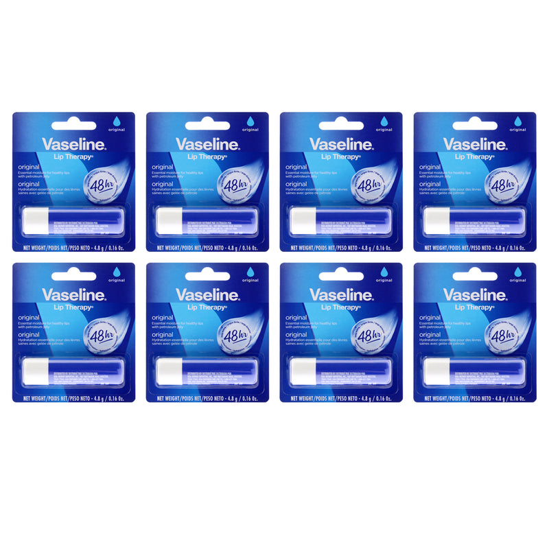 Vaseline Lip Therapy Original Petroleum Jelly by Vaseline for Women - 0.16 oz Lip Balm - Pack of 8