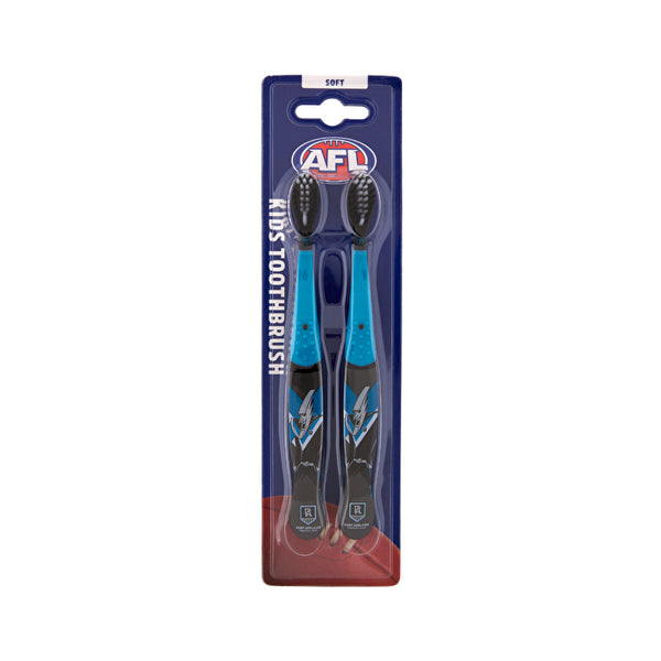 Afl Mascot Kids Toothbrush - Port Adelaide 2 Pack