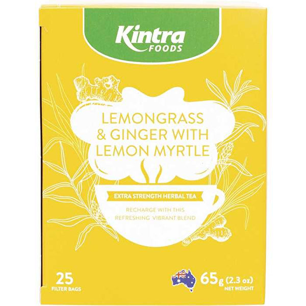 Kintra Foods Herbal Tea Bags Lemongrass & Ginger with Lemon Myrtle 25pk