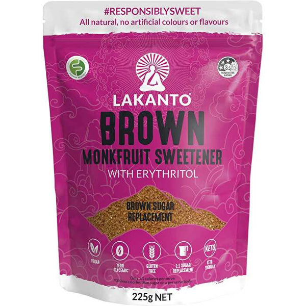 Lakanto Brown Monkfruit Sweetener Brown Sugar Replacement 225g