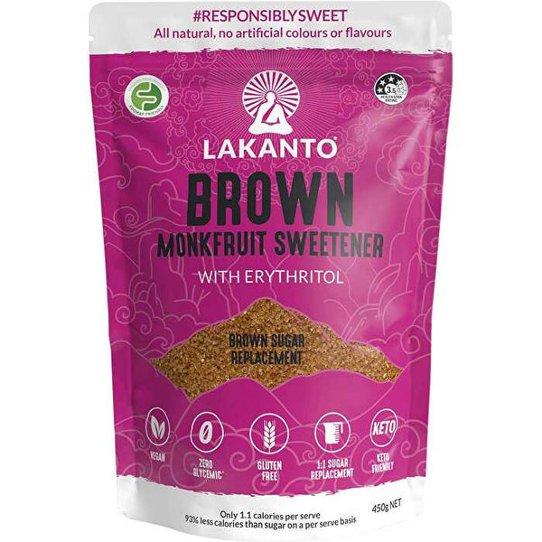 Lakanto Brown Monkfruit Sweetener Brown Sugar Replacement 450g