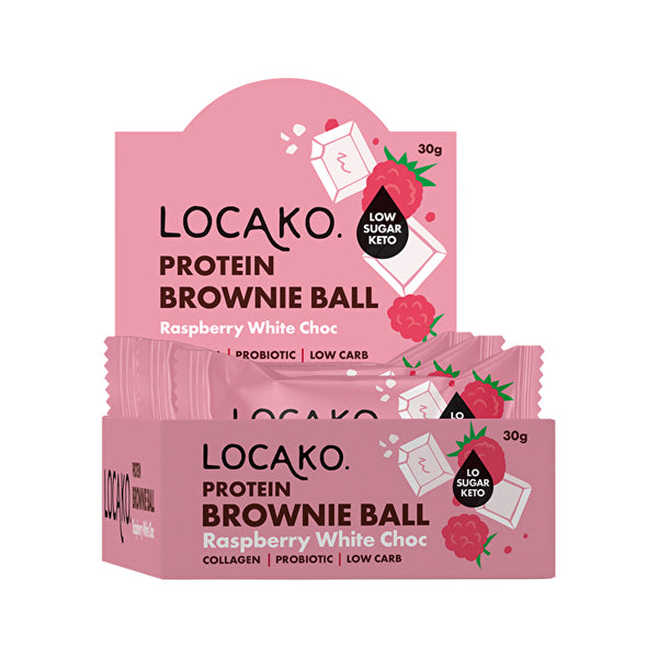 Locako Brownie Ball Prot Raspberry White Choc 30g X 10