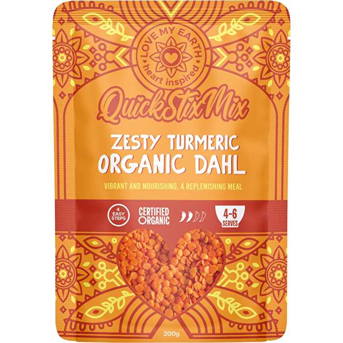 Love My Earth Quick Stix Mix Organic Dahl Zesty Turmeric 200g