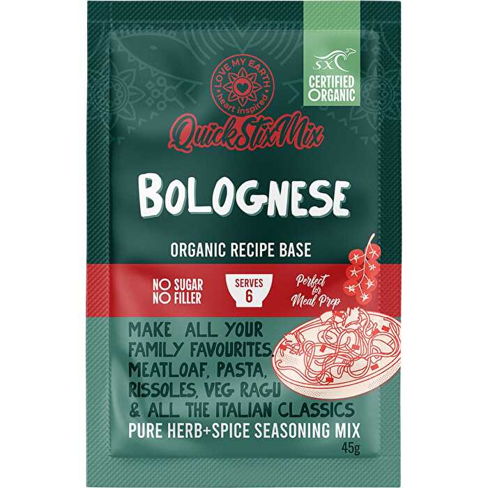 Love My Earth Quick Stix Mix Organic Recipe Base Bolognese 10x45g