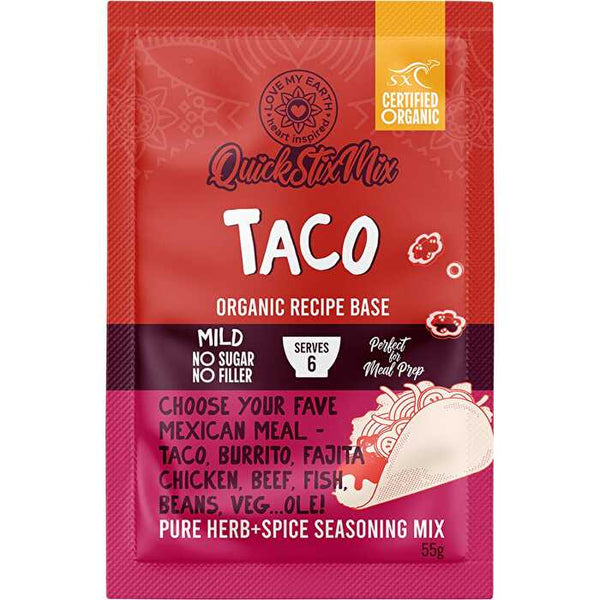 Love My Earth Quick Stix Mix Organic Recipe Base Taco 10x55g