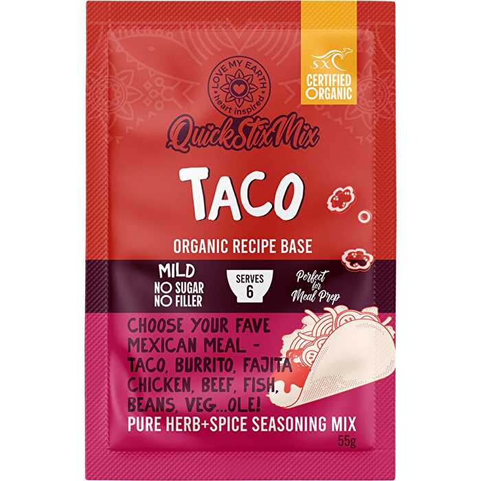 Love My Earth Quick Stix Mix Organic Recipe Base Taco 10x55g