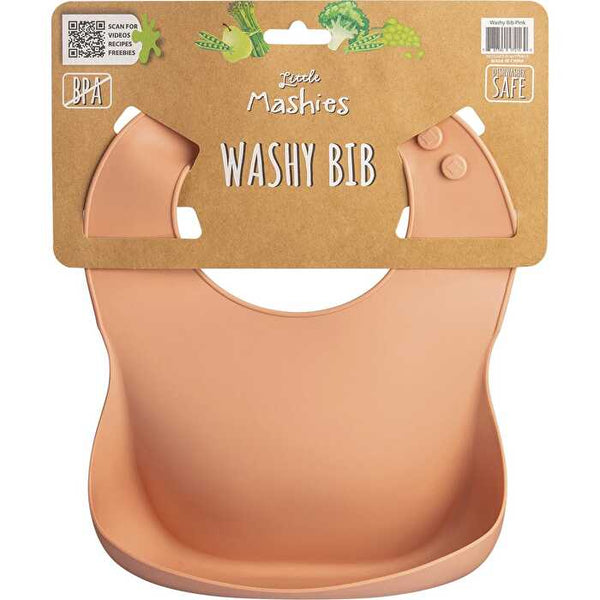 Little Mashies Silicone Washy Bib Blush Pink