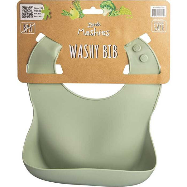 Little Mashies Silicone Washy Bib Olive