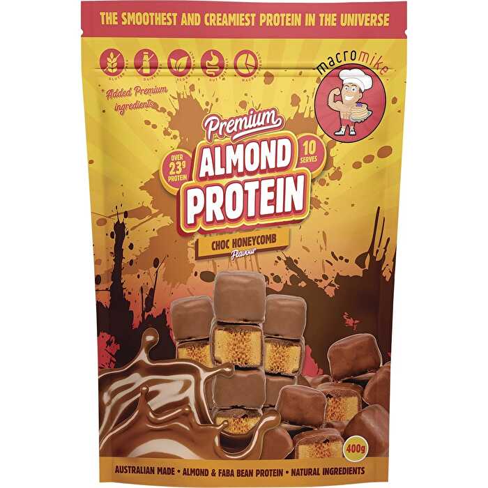 Macro Mike Premium Almond Protein Choc Honeycomb 400g