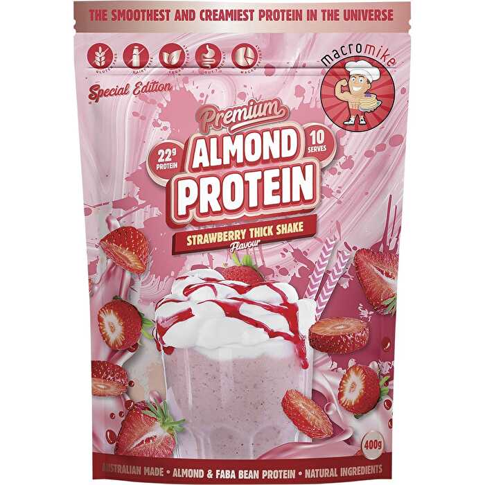 Macro Mike Premium Almond Protein Strawberry Thick Shake 400g