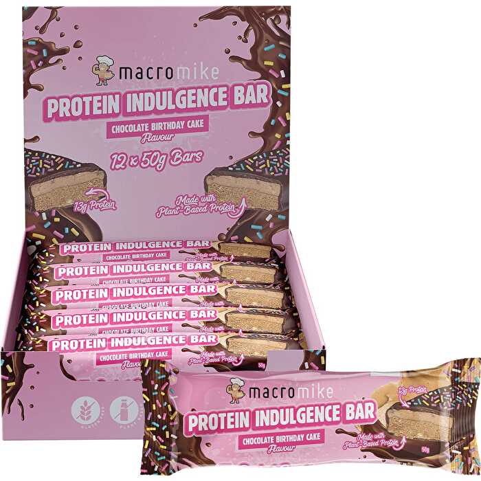 Macro Mike Protein Indulgence Bar Chocolate Birthday Cake 12x50g