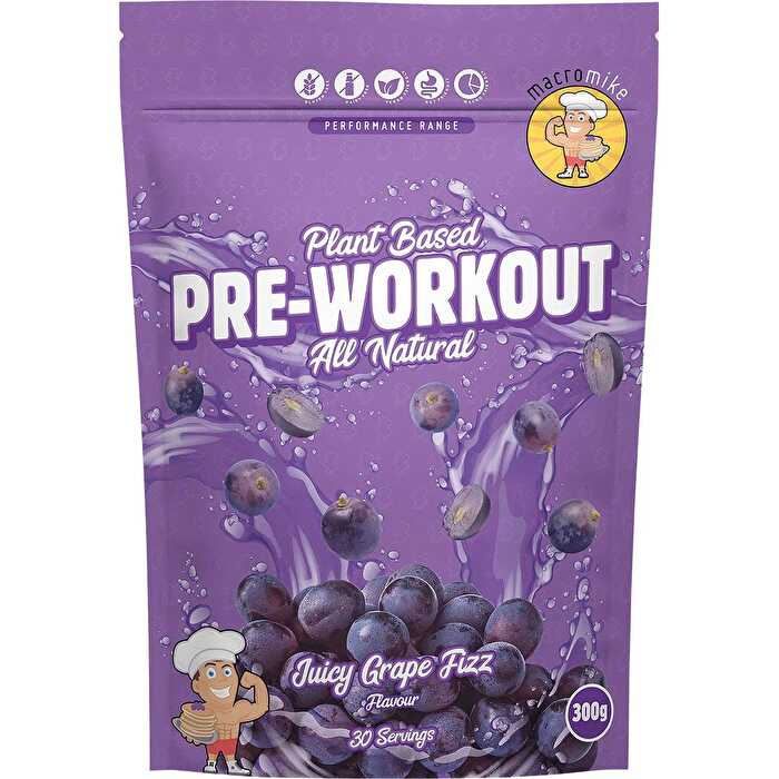 Macro Mike Plant Based Pre Workout Juicy Grape Fizz 300g