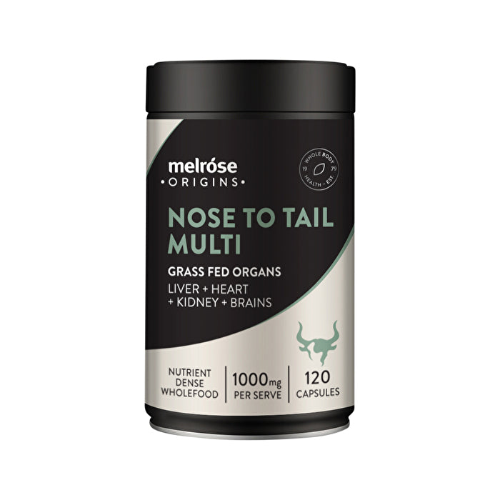 Melrose Origins Nose To Tail Multi (Grass Fed Organs 1000mg: Liver + Heart + Kidney + Brains) 120c