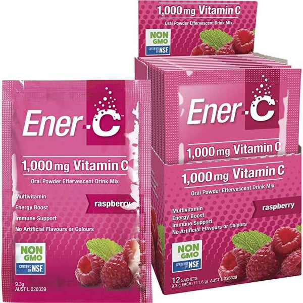 Martin & Pleasance Ener-C 1000mg Vitamin C Drink Mix Raspberry Sachets 12pk