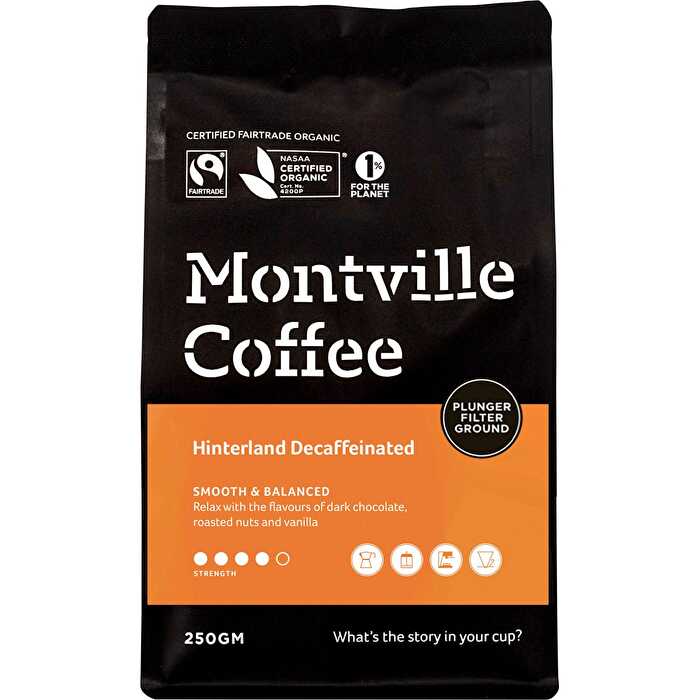 Montville Coffee Decaf Coffee Ground Plunger Hinterland Blend 250g