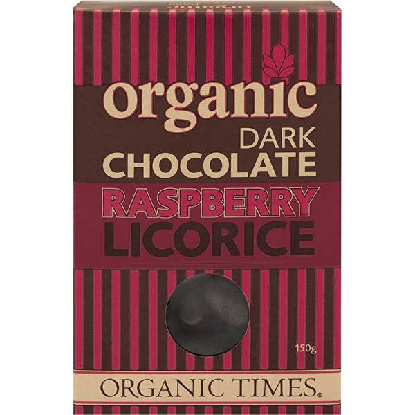 Organic Times Dark Chocolate Raspberry Licorice 150g