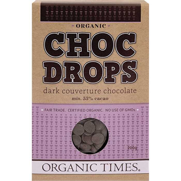 Organic Times Choc Drops Dark Couverture Drops 200g