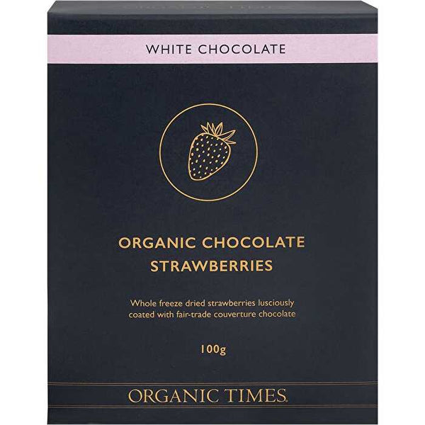 Organic Times White Chocolate Strawberries 100g