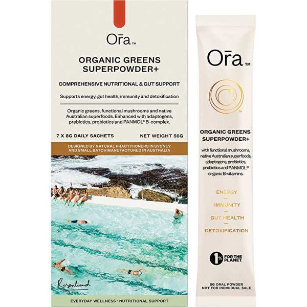 Ora Health Organic Greens Superpowder+ Daily Sachets 7x8g