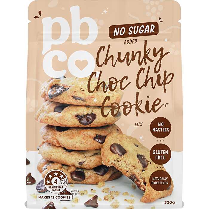 Pbco Chunky Choc Chip Cookie Mix No Sugar Added 320g