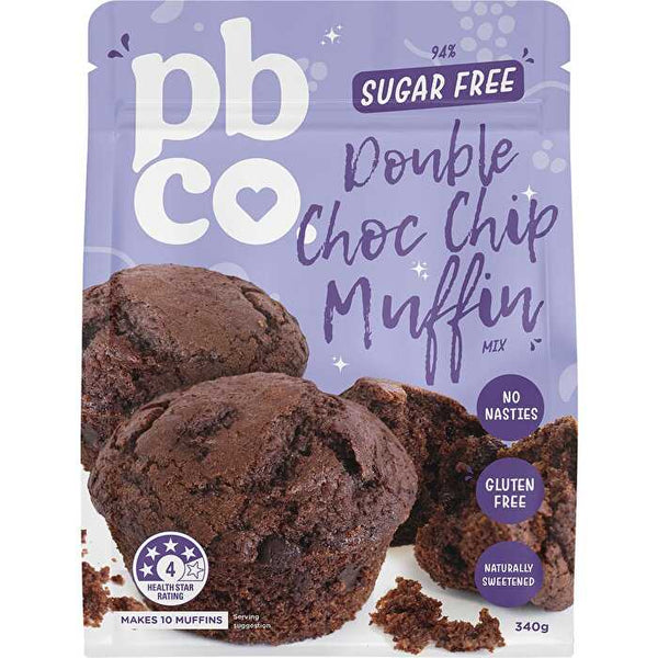 Pbco Double Choc Chip Muffin Mix 94% Sugar Free 340g