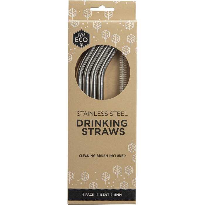 Ever Eco Stainless Steel Straws Bent 4pk