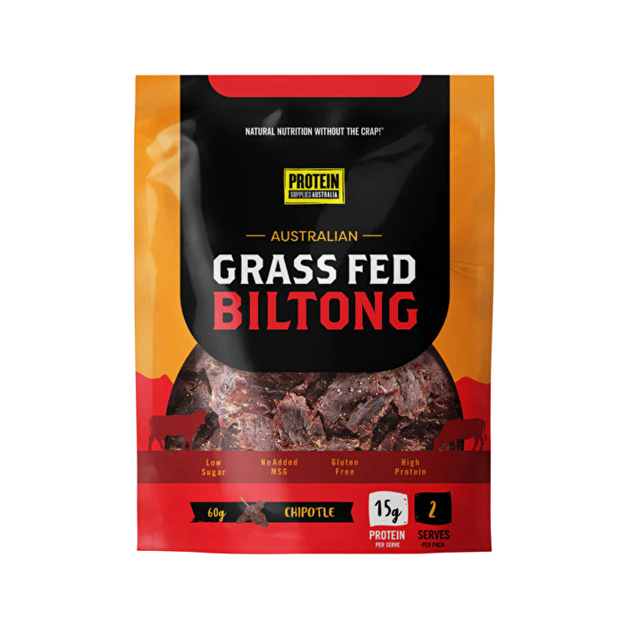 Protein Supplies Australia Australian Grass Fed Biltong Beef Chipotle 60g