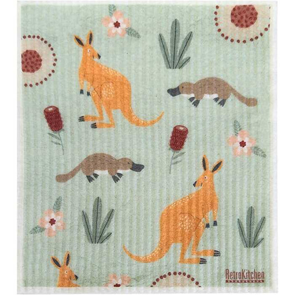 Retrokitchen 100% Compostable Sponge Cloth Kangaroos