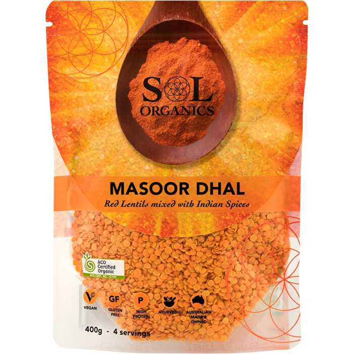 Sol Organics Masoor Dhal Red Lentil Mix 400g