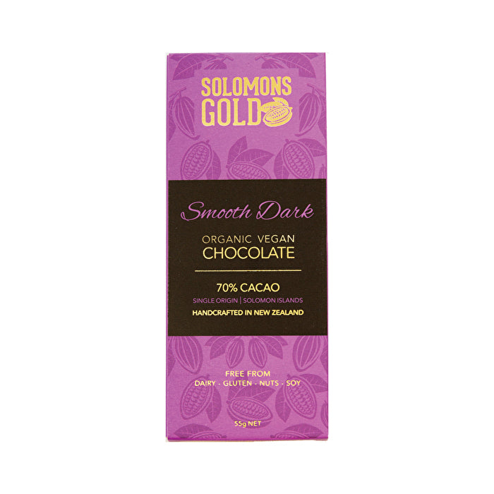 Solomons Gold Organic Vegan Smooth Dark Chocolate (70% Cacao) 55g