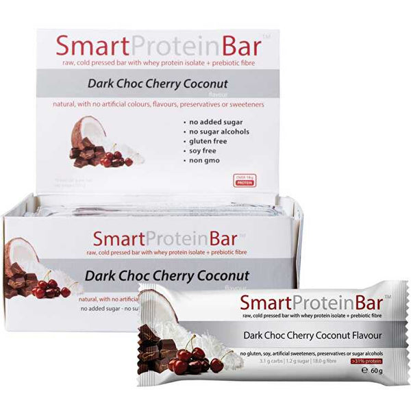 Smart Protein Bar Dark Choc Cherry Coconut Protein Bar 12x60g