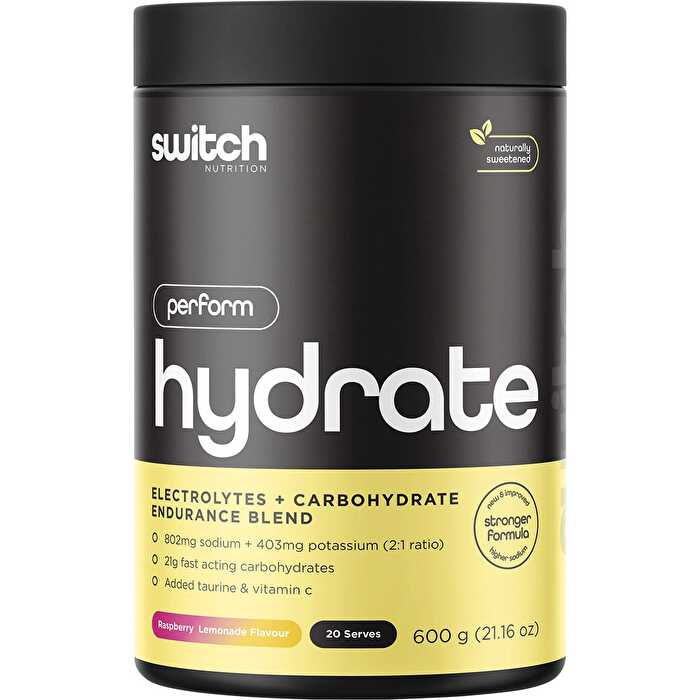 Switch Nutrition Hydrate Perform Electrolytes & Carbs Raspberry Lemonade 600g