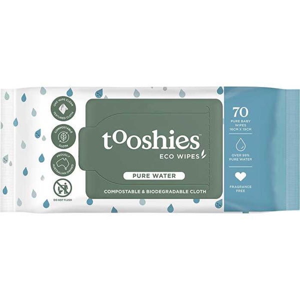 Tooshies Eco Pure Baby Wipes 99% Pure Water 70pk