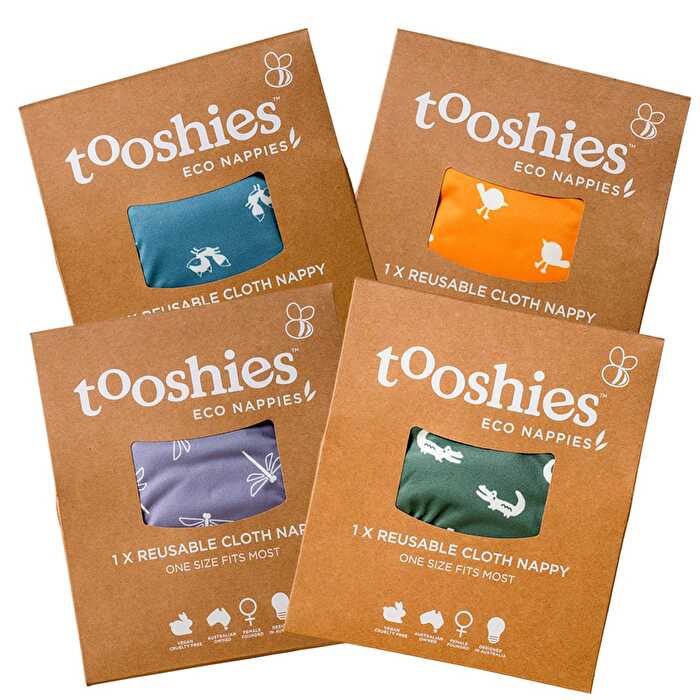 Tooshies Reusable Nappy One Size Fits Most 4-17kg x4