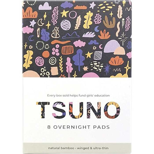 Tsuno Natural Bamboo Pads Overnight Winged & Ultra Thin 8pk